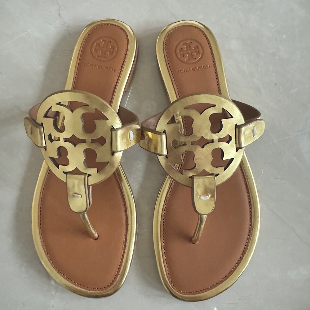 Tory Burch miller sandals GOLD gorgeous size 5.5